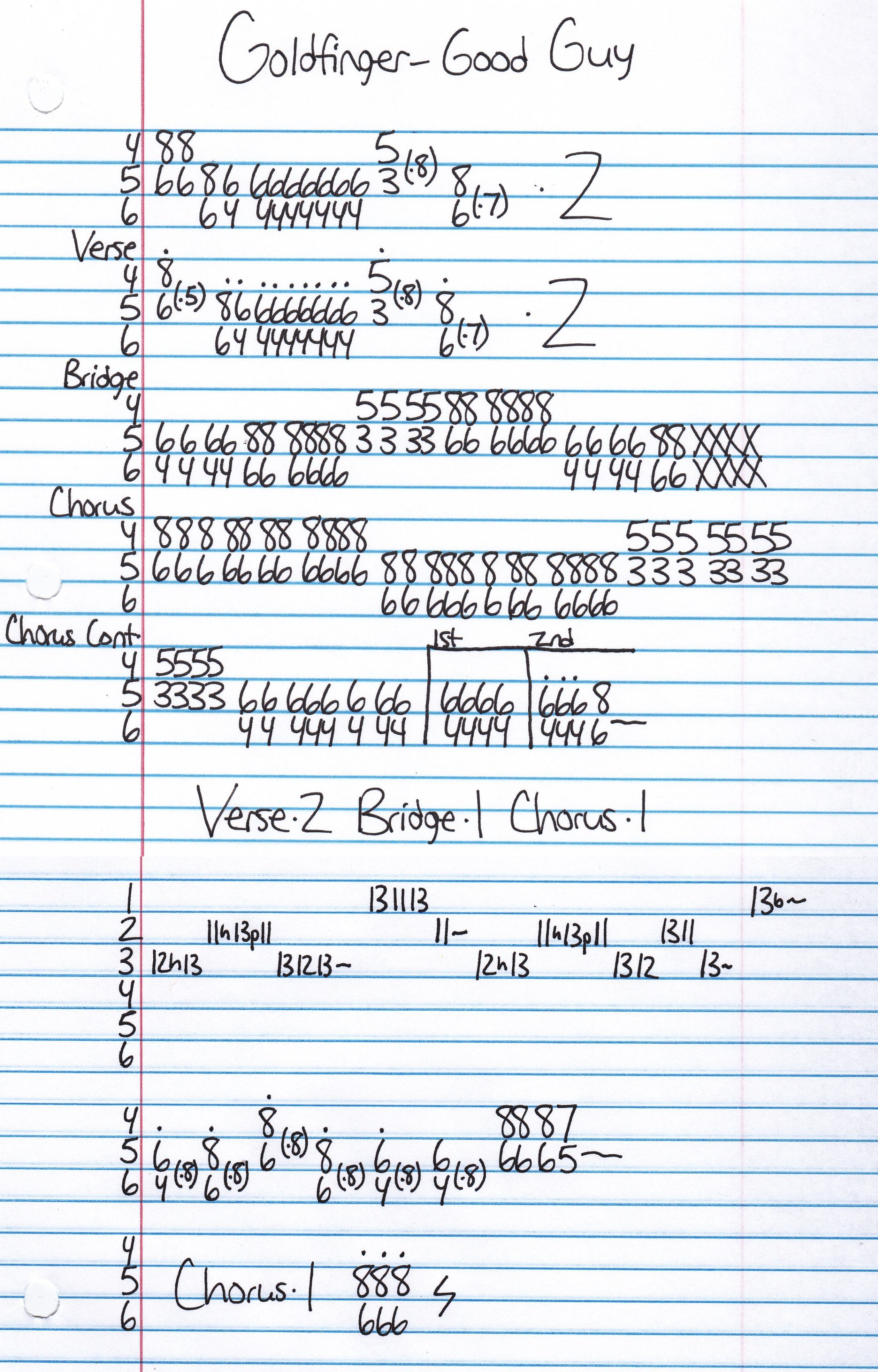 High quality guitar tab for Good Guy by Goldfinger off of the album Never Look Back. ***Complete and accurate guitar tab!***